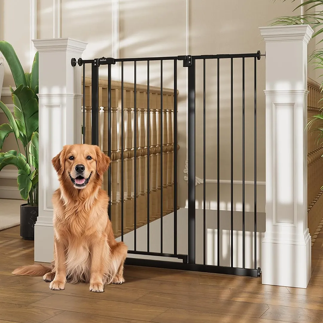 36" Extra Tall Baby Gate for Stairs, 28.9-42.1" Dog Gates for Doorways One-Hand Open,Dual Lock Dog Gates for the House, Hallways, Bedroom, S