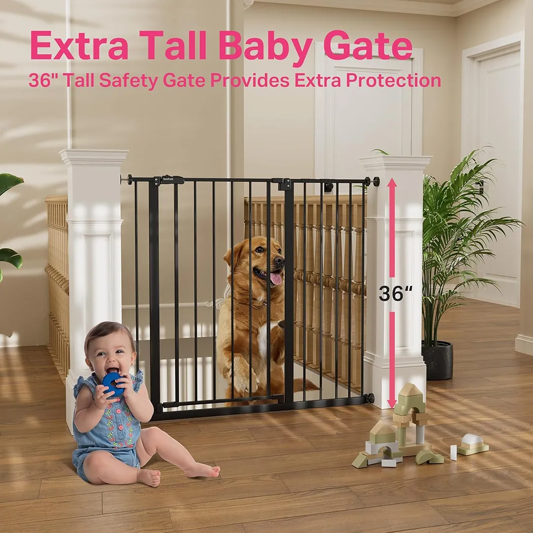 36" Extra Tall Baby Gate for Stairs, 28.9-42.1" Dog Gates for Doorways One-Hand Open,Dual Lock Dog Gates for the House, Hallways, Bedroom, S - Image 3