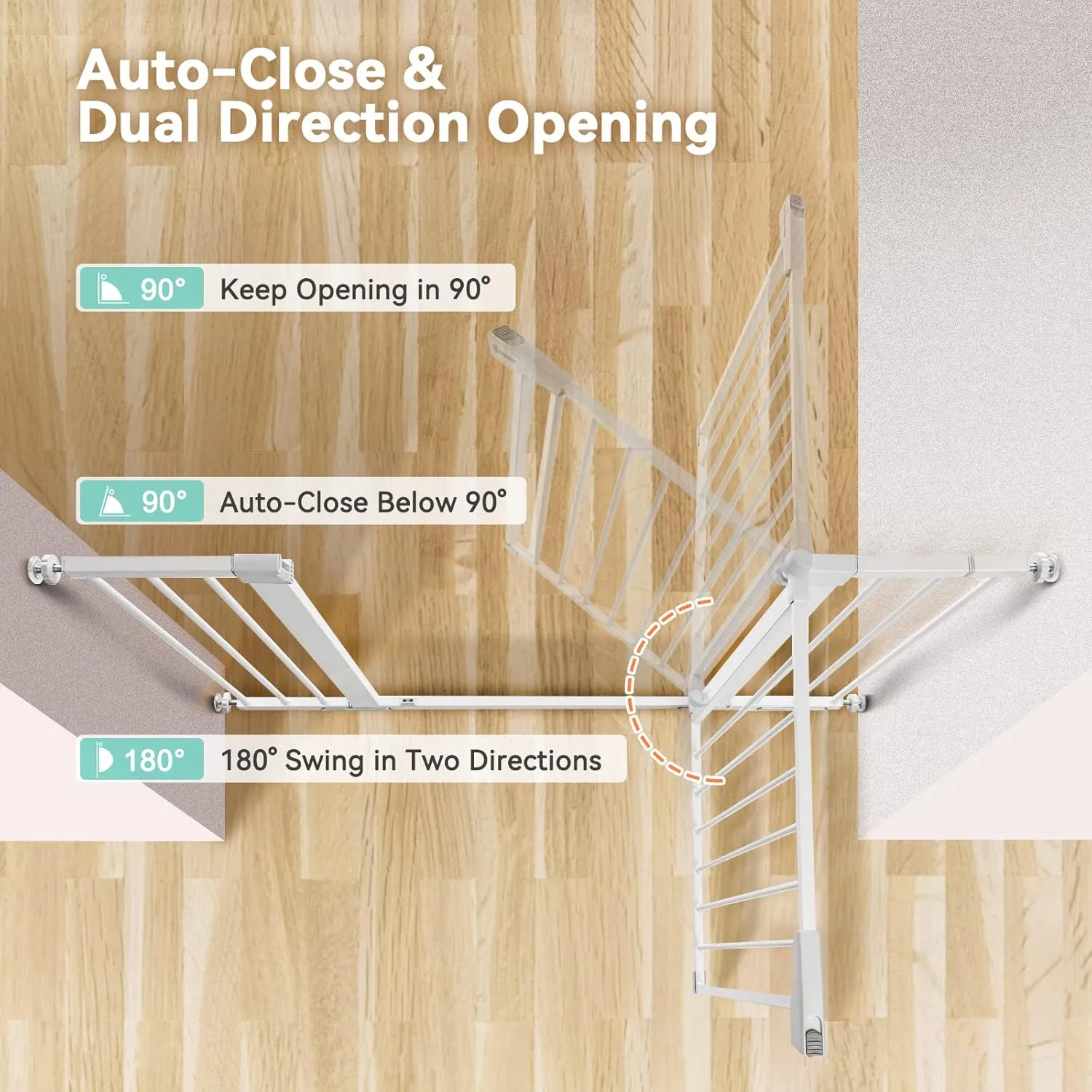 Extra Tall Baby Gate for Stairs and Doorways - White - Image 2
