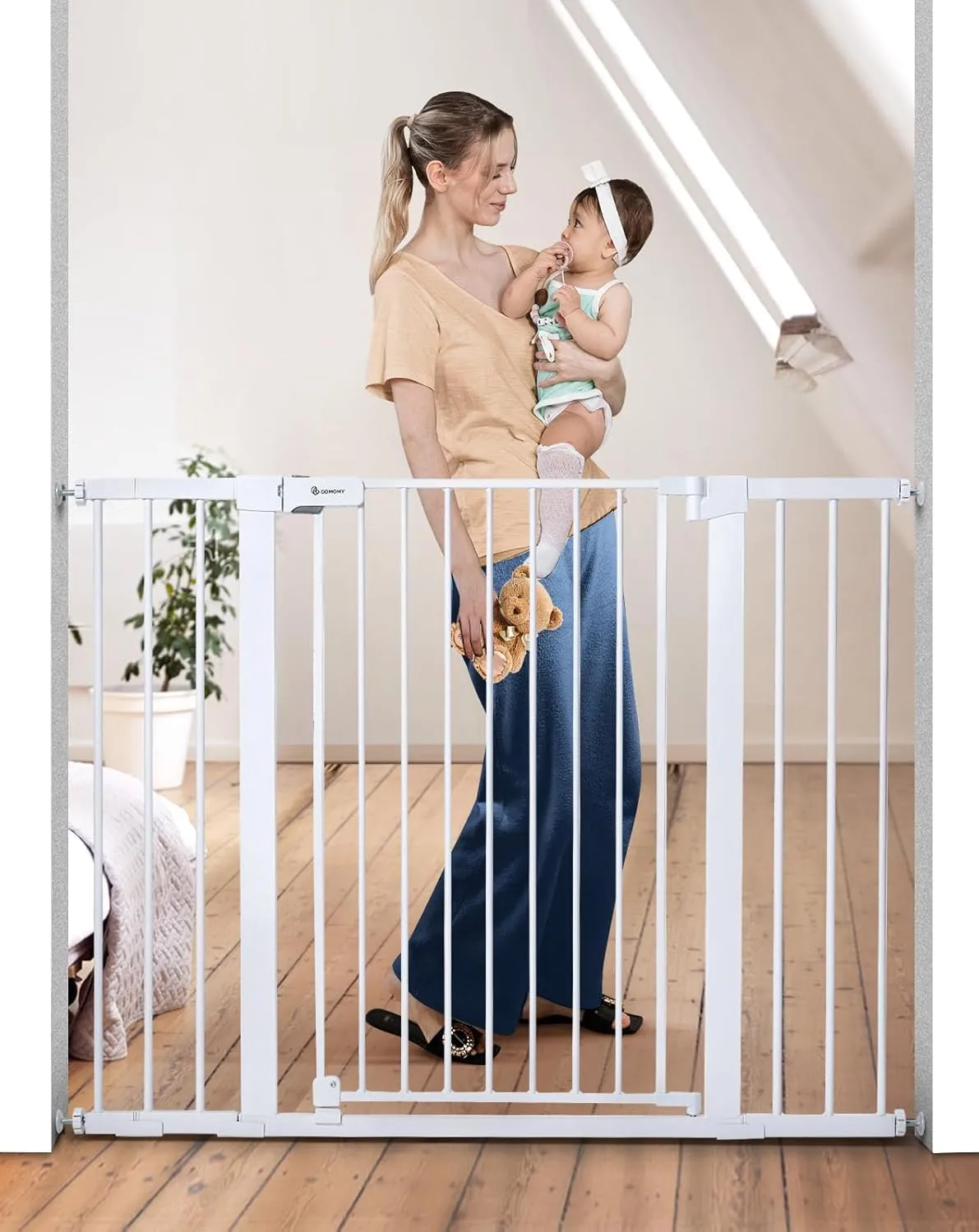 Extra Tall Baby Gate for Stairs and Doorways - White - Image 5