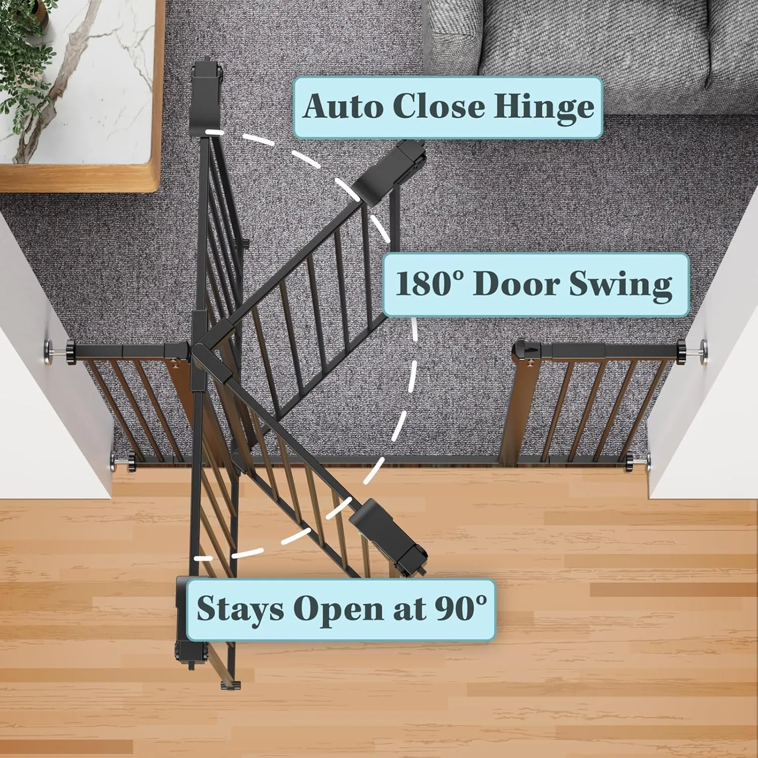 36" Tall Baby Gate - Black - Image 6