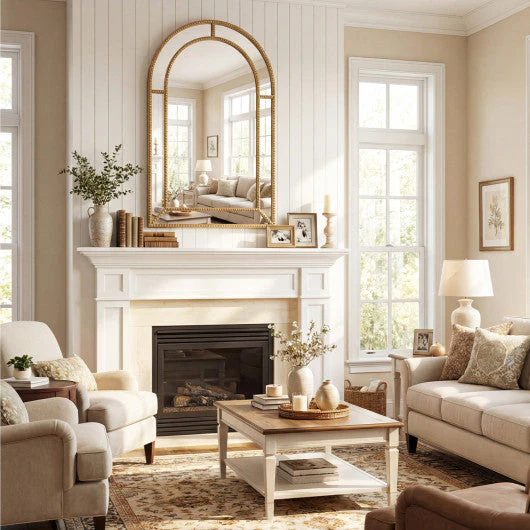 36 X 24 Inch Decorative Mirror With Beaded Frame for Living Room-Gold - Image 6