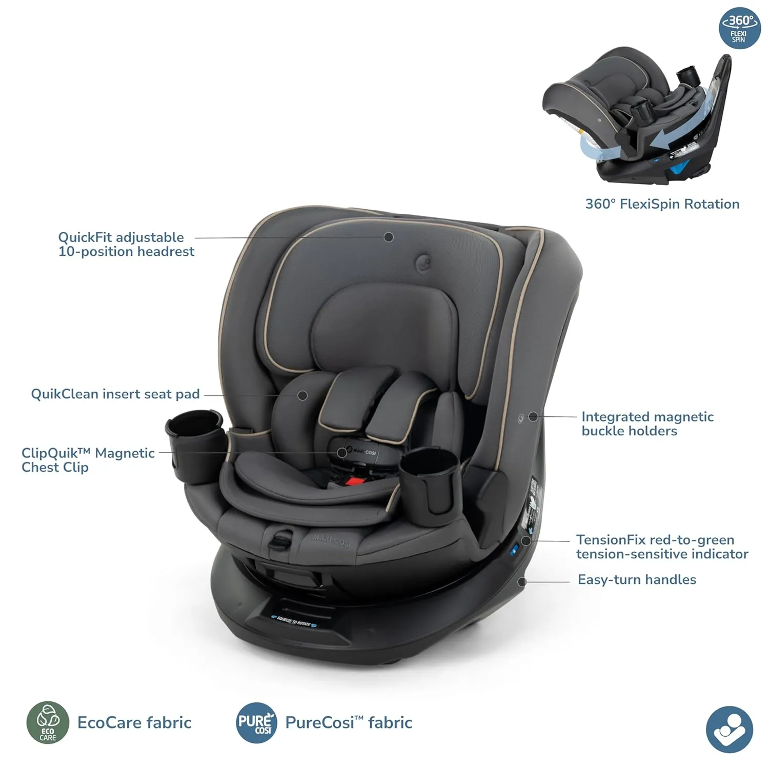 Andi 360° Rotating All-in-One Convertible Car Seat - Escargot - Image 6