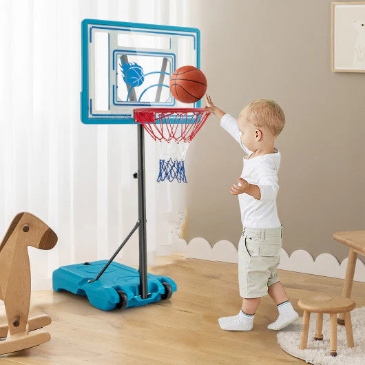 3.8-4.4 Feet Height Adjustable Pool Basketball Hoop for Kids Teens and Adults-Blue - Image 2