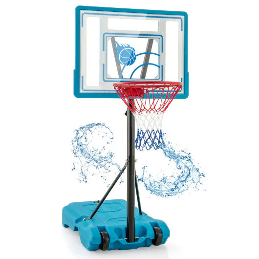 3.8-4.4 Feet Height Adjustable Pool Basketball Hoop for Kids Teens and Adults-Blue - Image 3