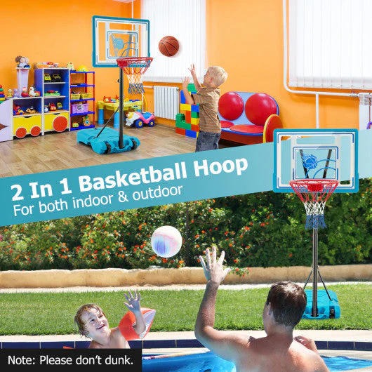 3.8-4.4 Feet Height Adjustable Pool Basketball Hoop for Kids Teens and Adults-Blue - Image 5