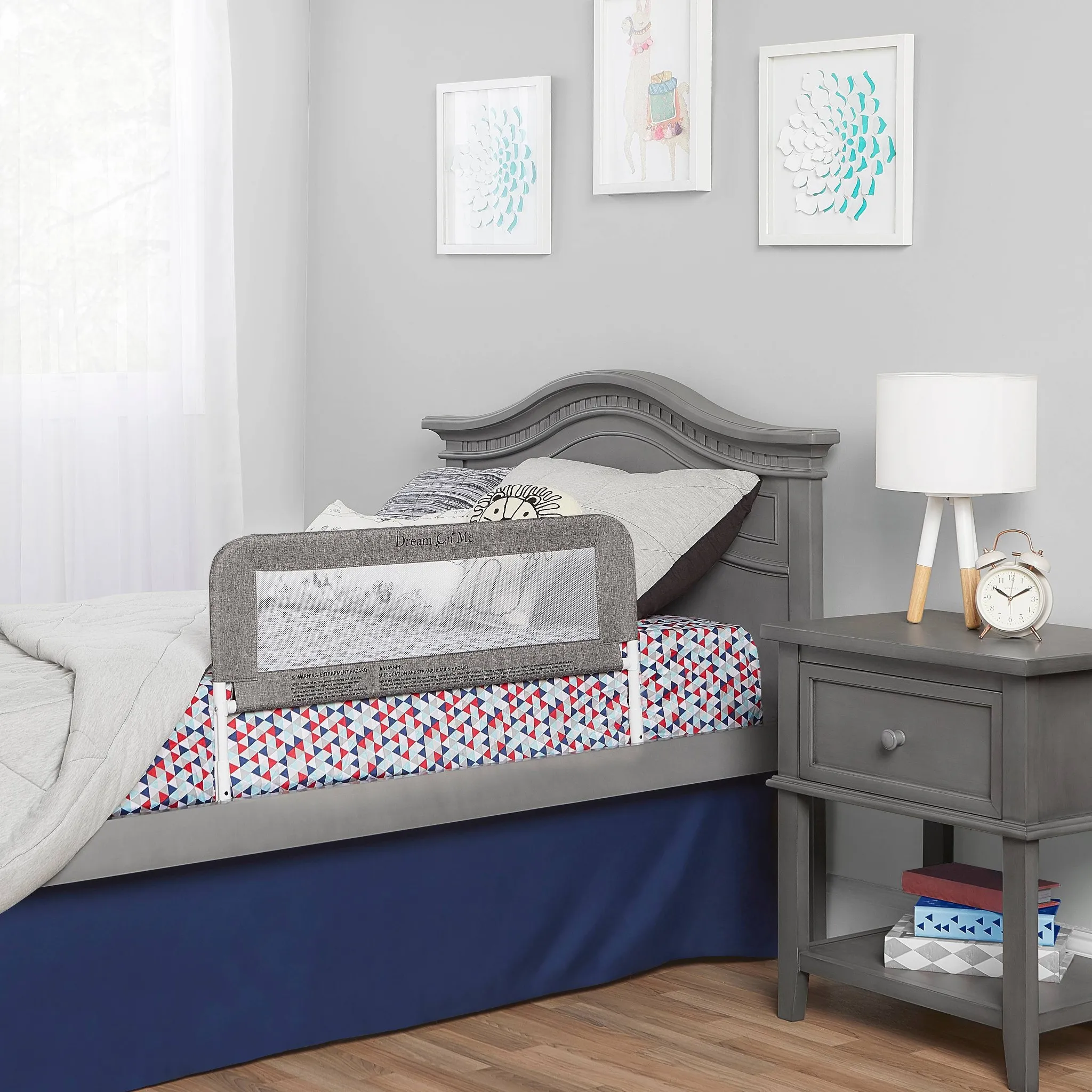 3D Linen fabric and Mesh Security Bed Rail - Gray - Image 4