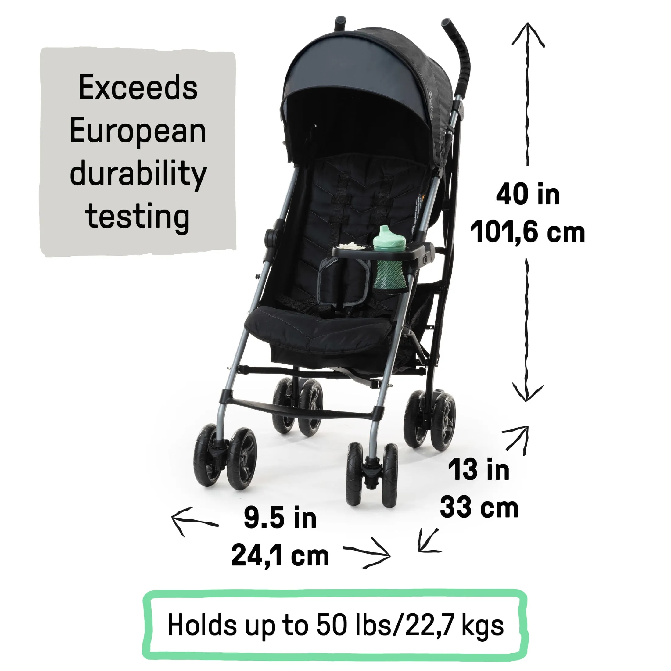 3Dlite Convenience Stroller - Black/Silver - Image 2