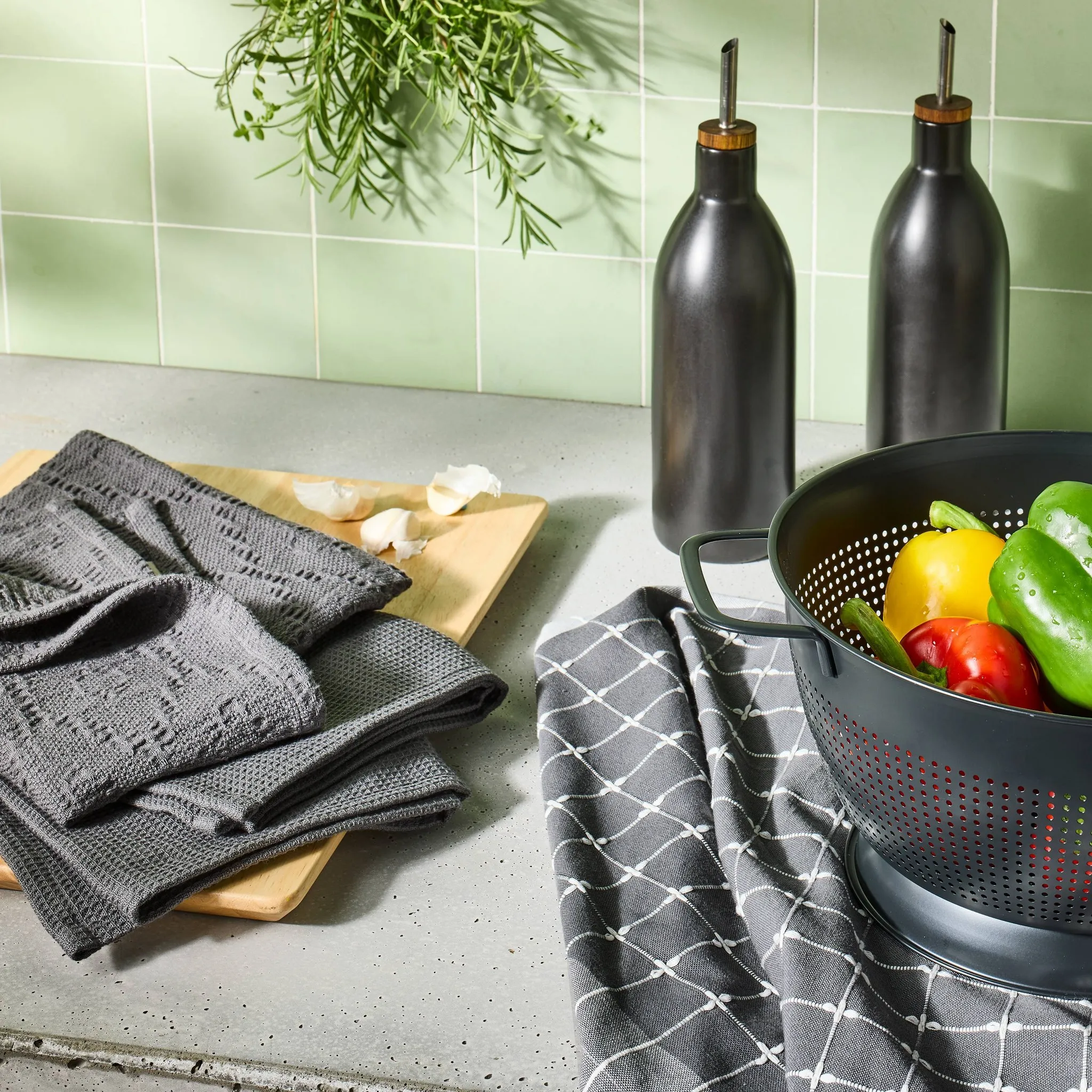 3pc Kitchen Towels Dark Gray - Image 2