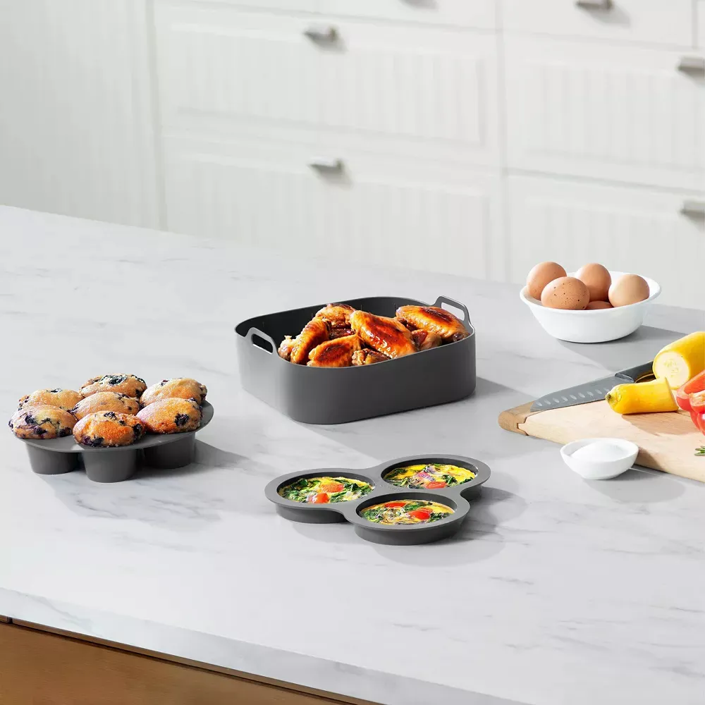 3pc Silicone Air Fryer Accessory Set - Black - Image 5
