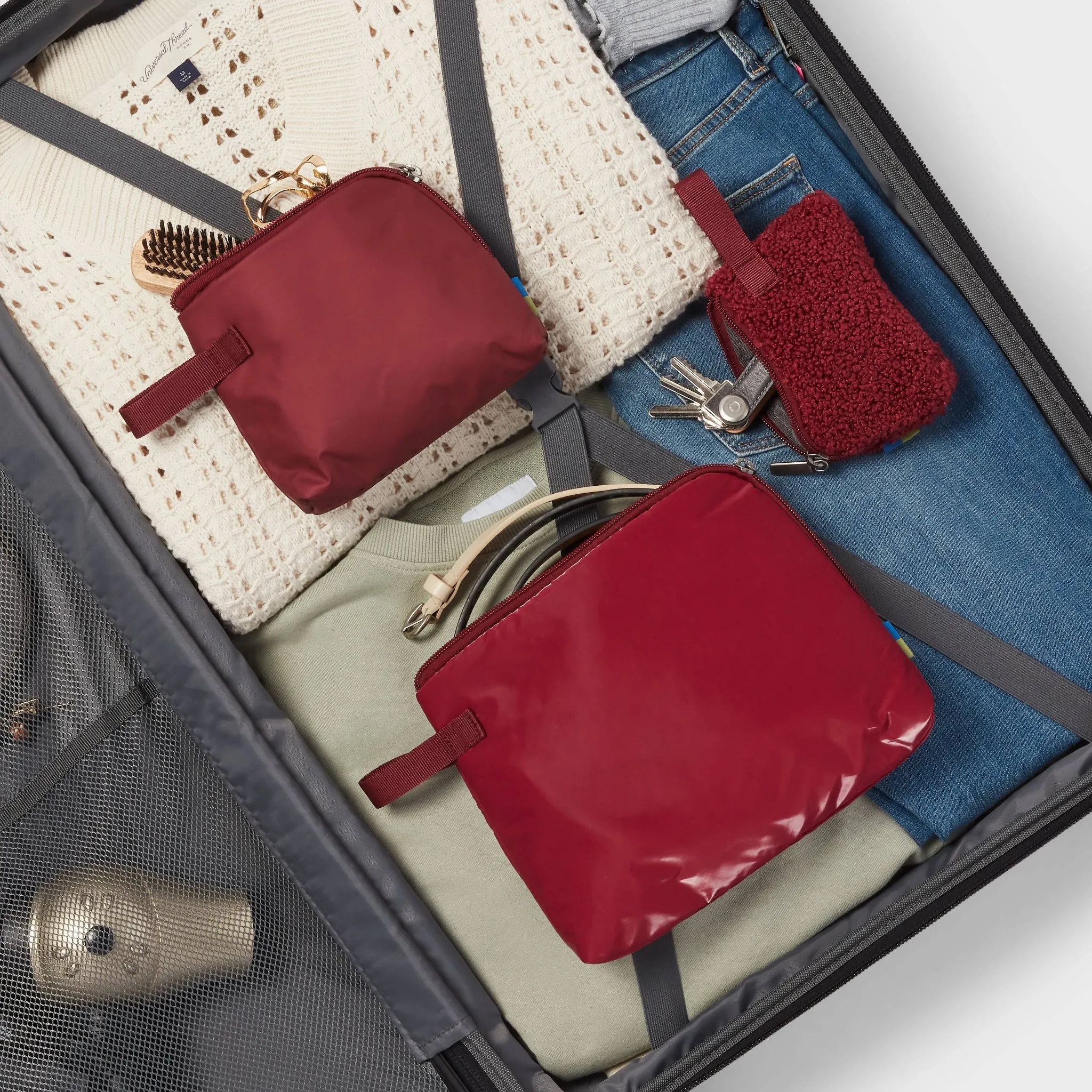 3pc Toiletry Kit and Bag - Burgundy - Image 3