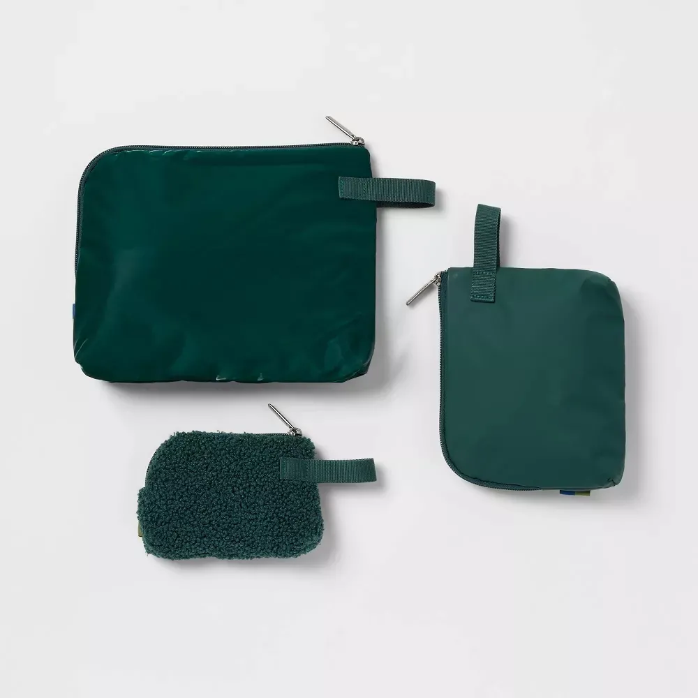 3pc Toiletry Kit and Bag - Green