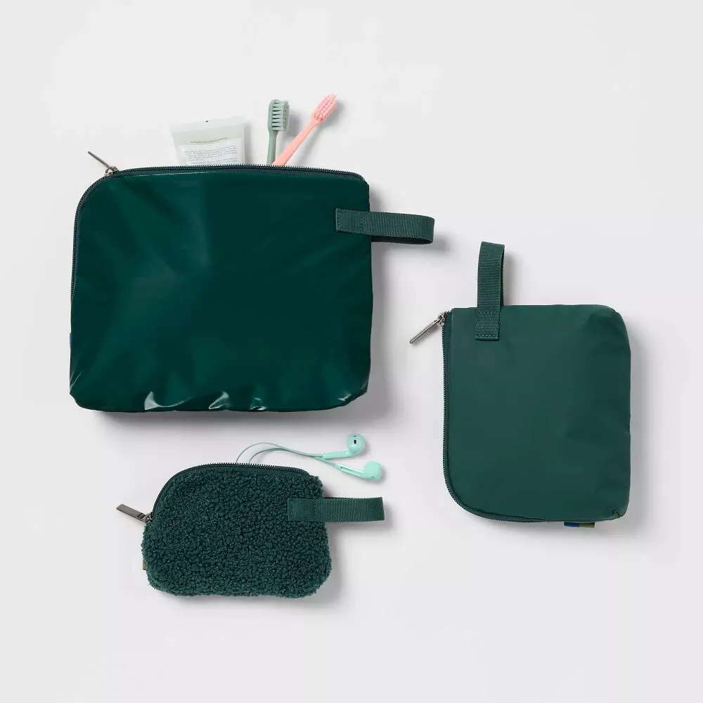 3pc Toiletry Kit and Bag - Green - Image 2
