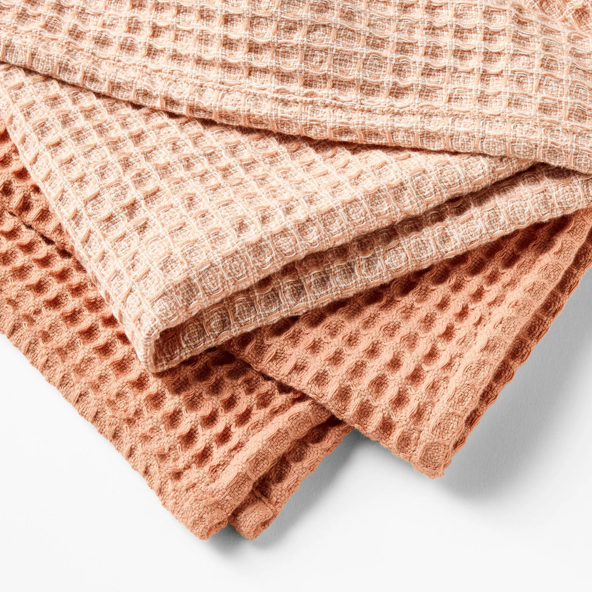 3pc Waffle Kitchen Towels - Terracotta Orange - Image 3