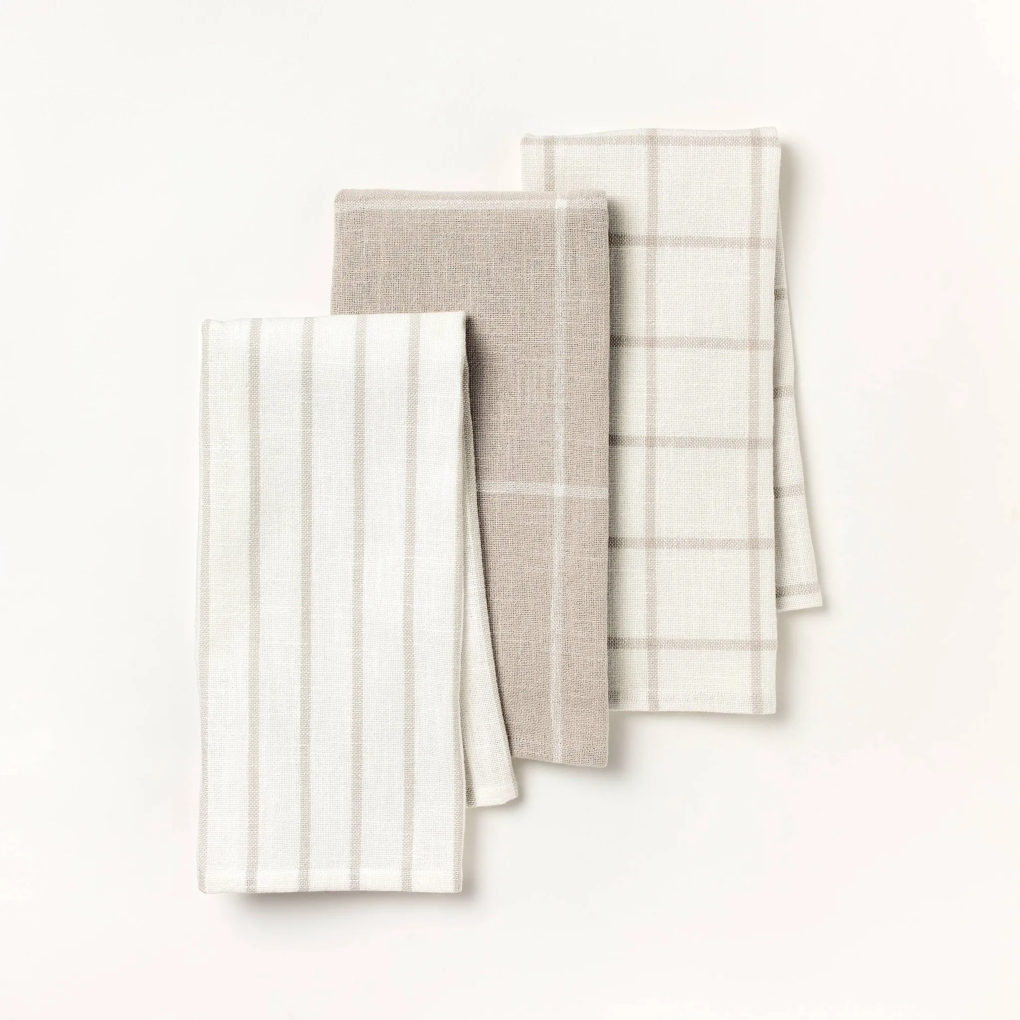 3pk Kitchen Towels 28"x18" - Light Gray