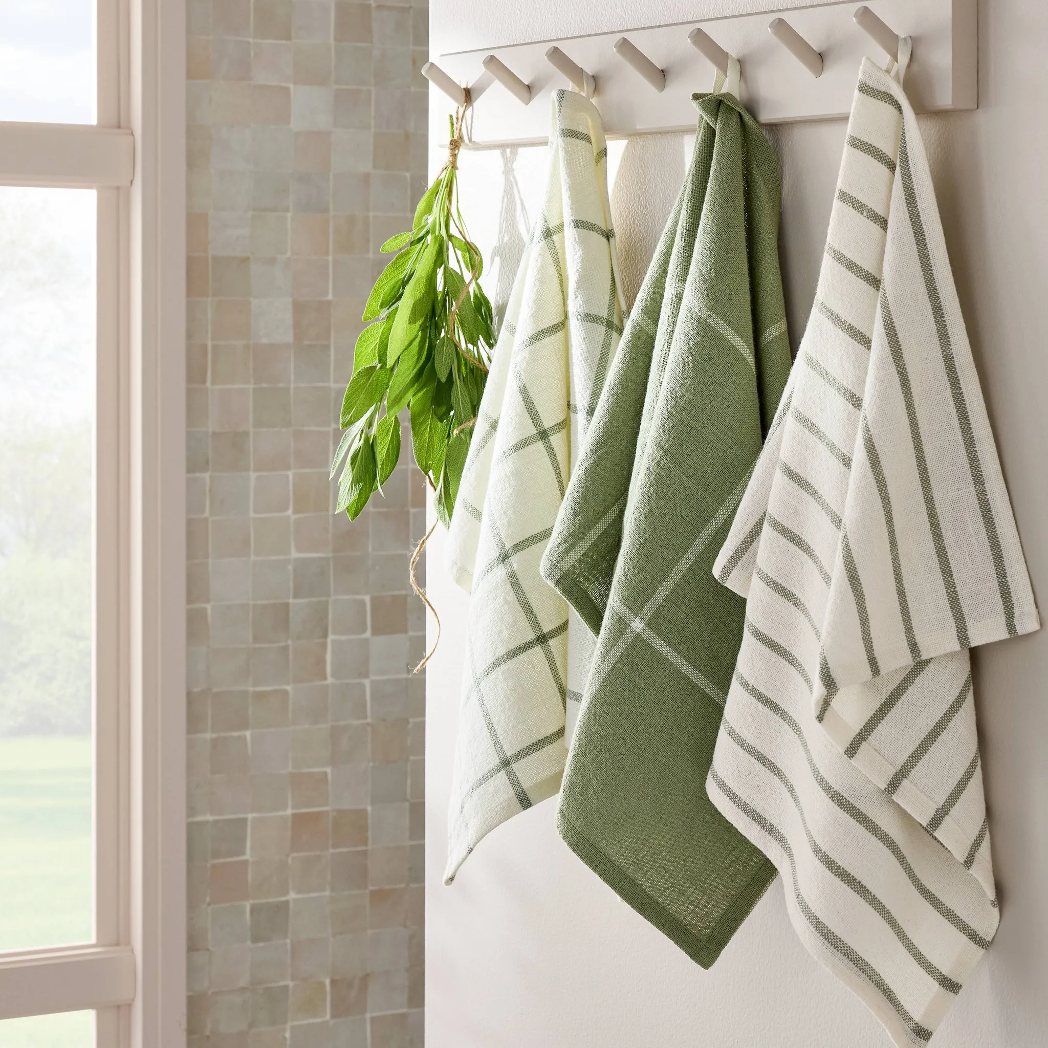 3pk Kitchen Towels - Sage Green - Image 2