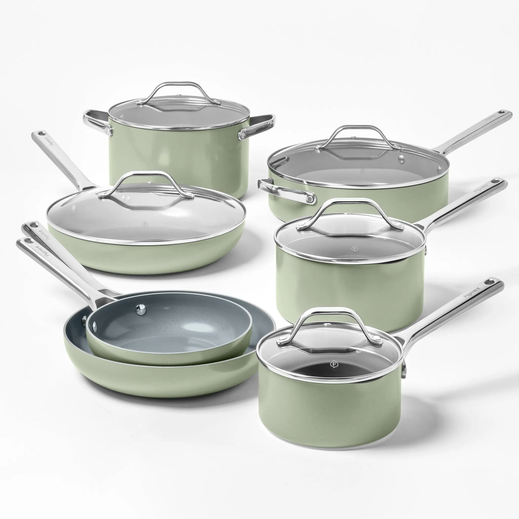 3qt Nonstick Ceramic Coated Aluminum Sauce Pan - Sage Green - Image 5