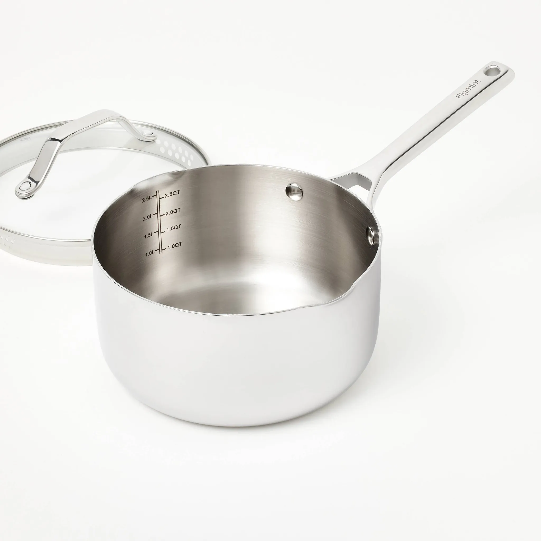 3qt Stainless Steel Sauce Pan with Lid - Silver - Image 2