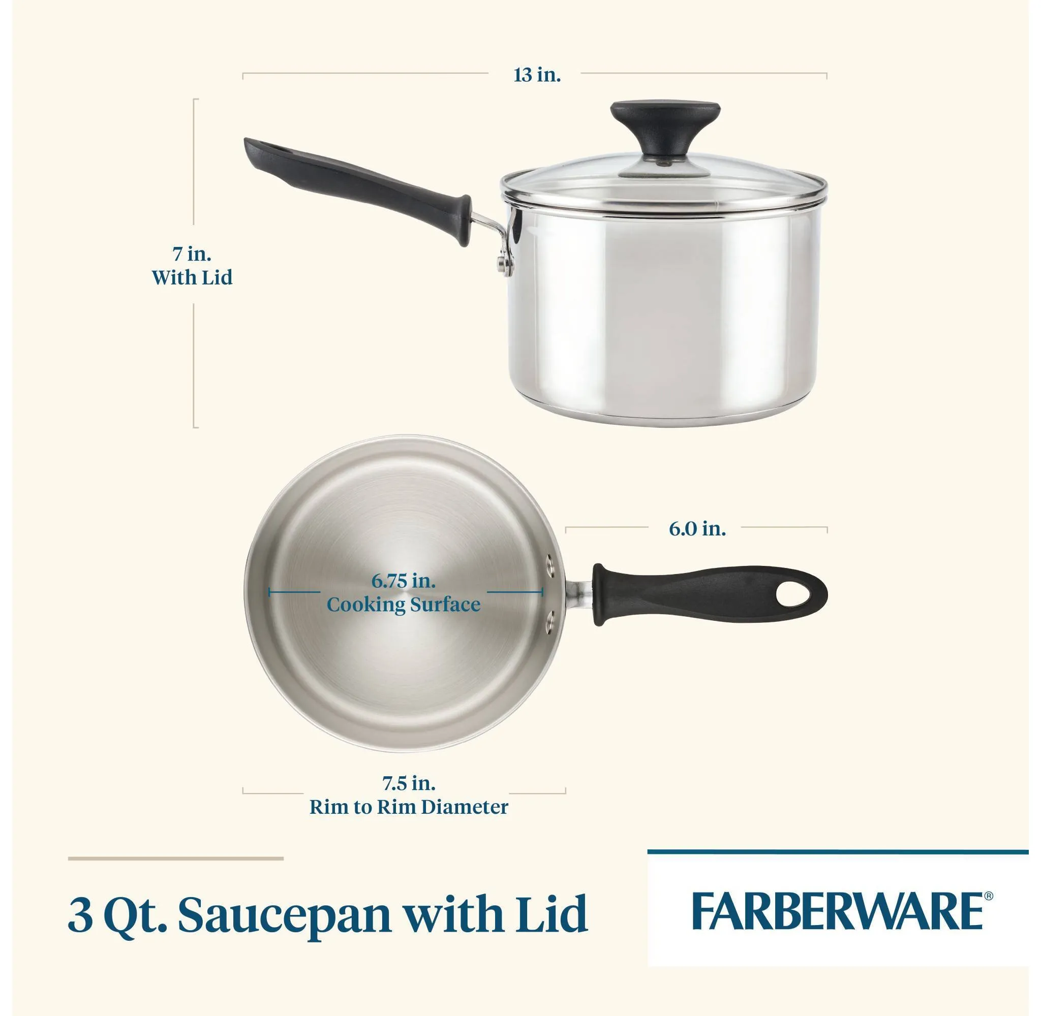 3qt Stainless Steel Saucepan - Silver - Image 2