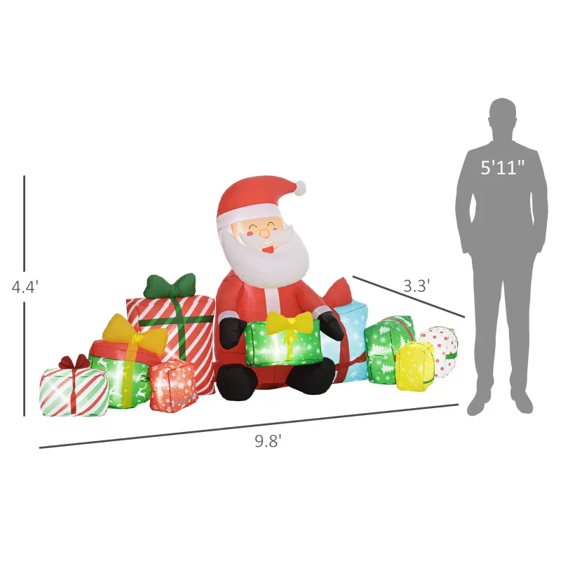 4.4' Inflatable Santa Claus and Gift Boxes w/ White LED Lights - Image 10