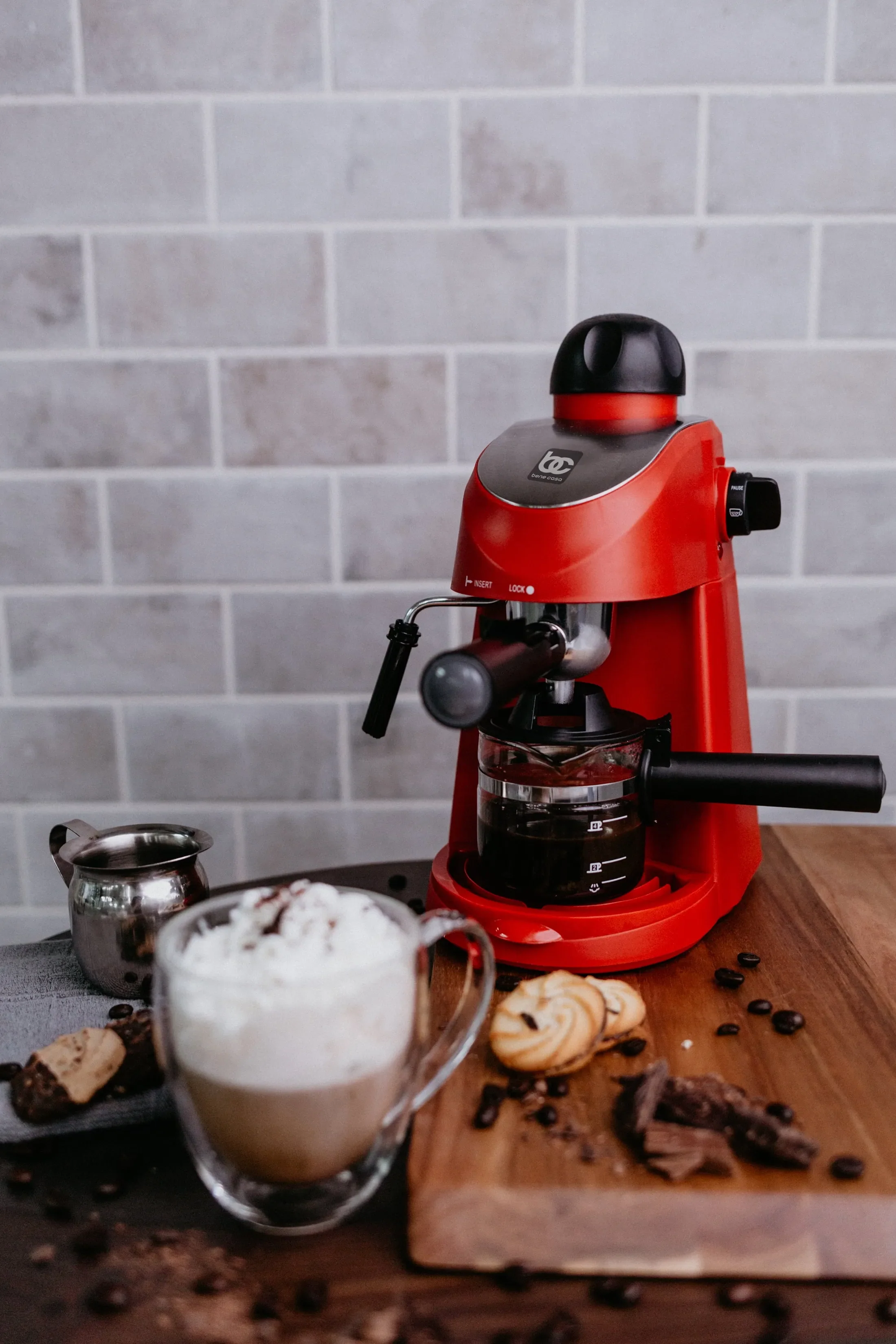 4-Cup Espresso Machine Coffee Maker - Red - Image 3