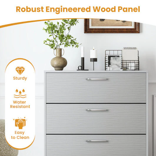 4 Drawer Storage Cabinet With Metal Legs Handles With Anti-Toppling Devices-Gray - Image 7