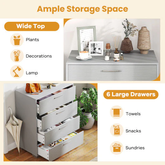 4 Drawer Storage Cabinet With Metal Legs Handles With Anti-Toppling Devices-Gray - Image 8