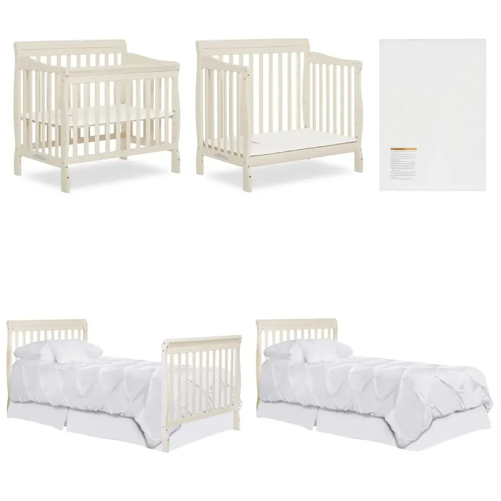 4 in 1 Aden Convertible Mini Crib, French White - Image 2