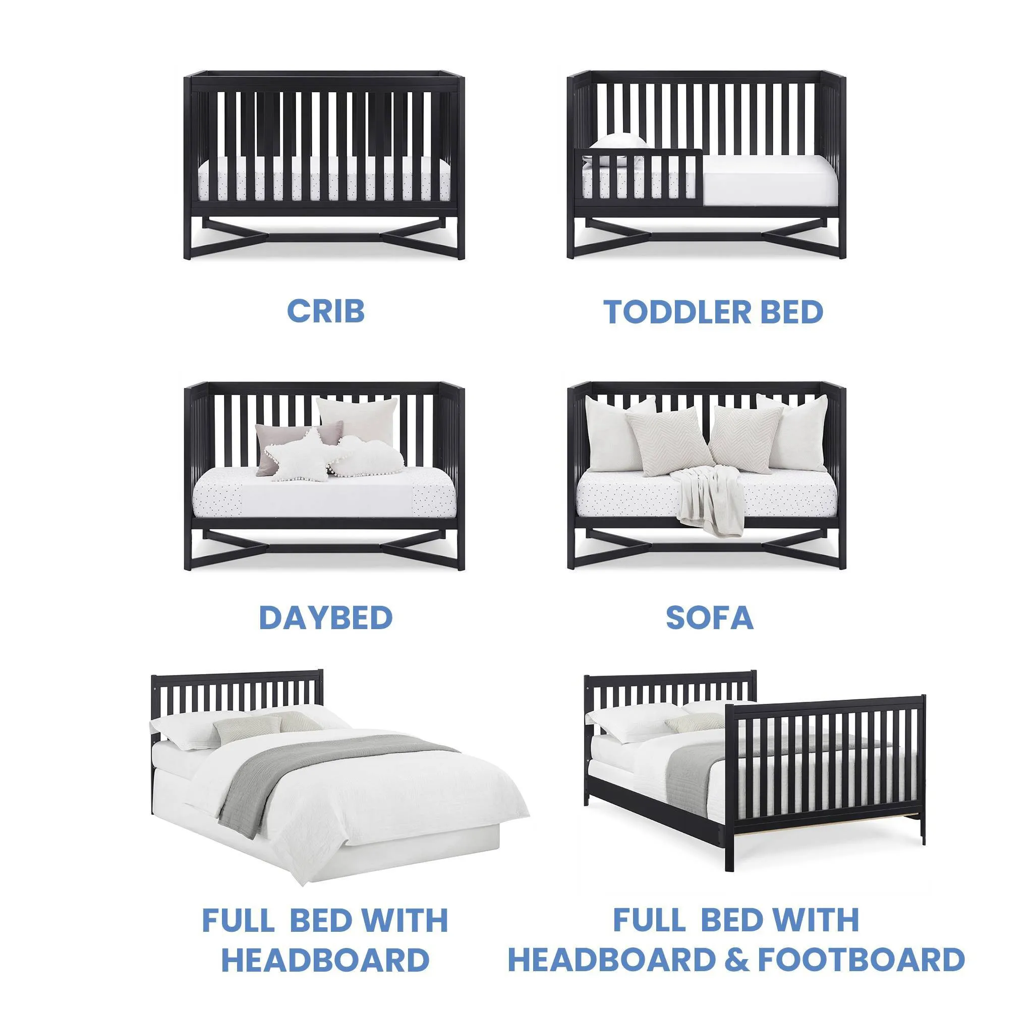 4-in-1 Baby Convertible Crib - Midnight Gray - Image 3