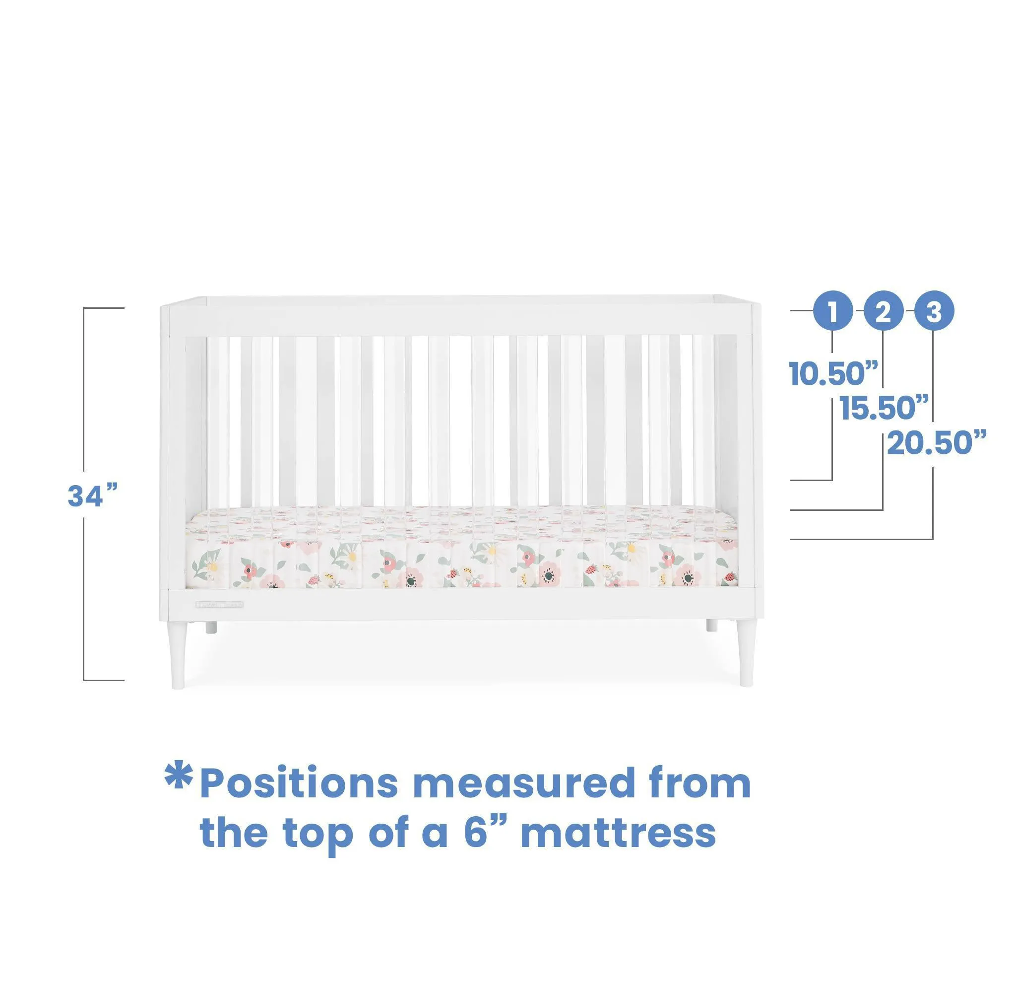 4-in-1 Convertible Crib - Bianca White - Image 4
