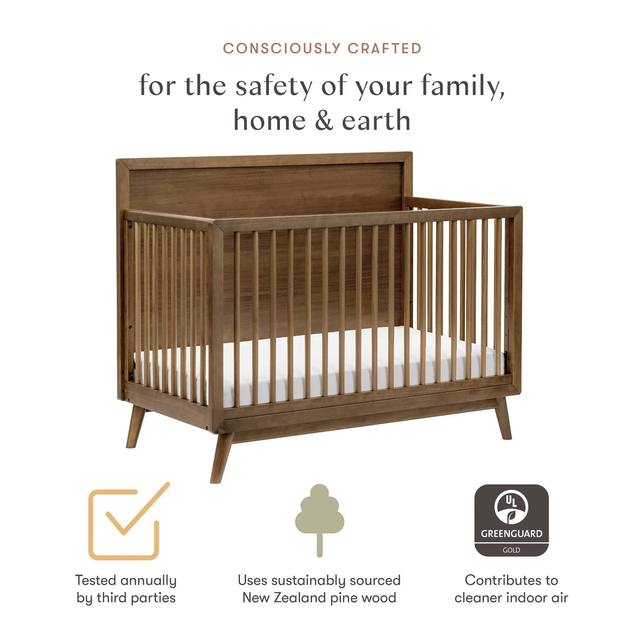 4-in-1 Convertible Crib - Natural Walnut - Image 2