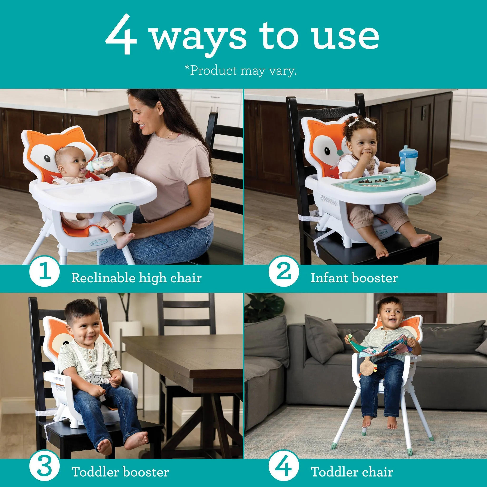 4-in-1 Convertible High Chair - Fox - Image 3
