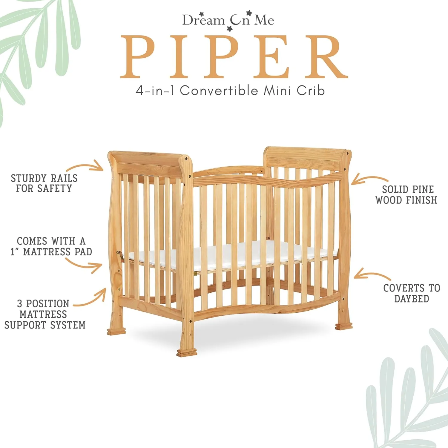 4-In-1 Convertible Mini Crib - Natural - Image 5
