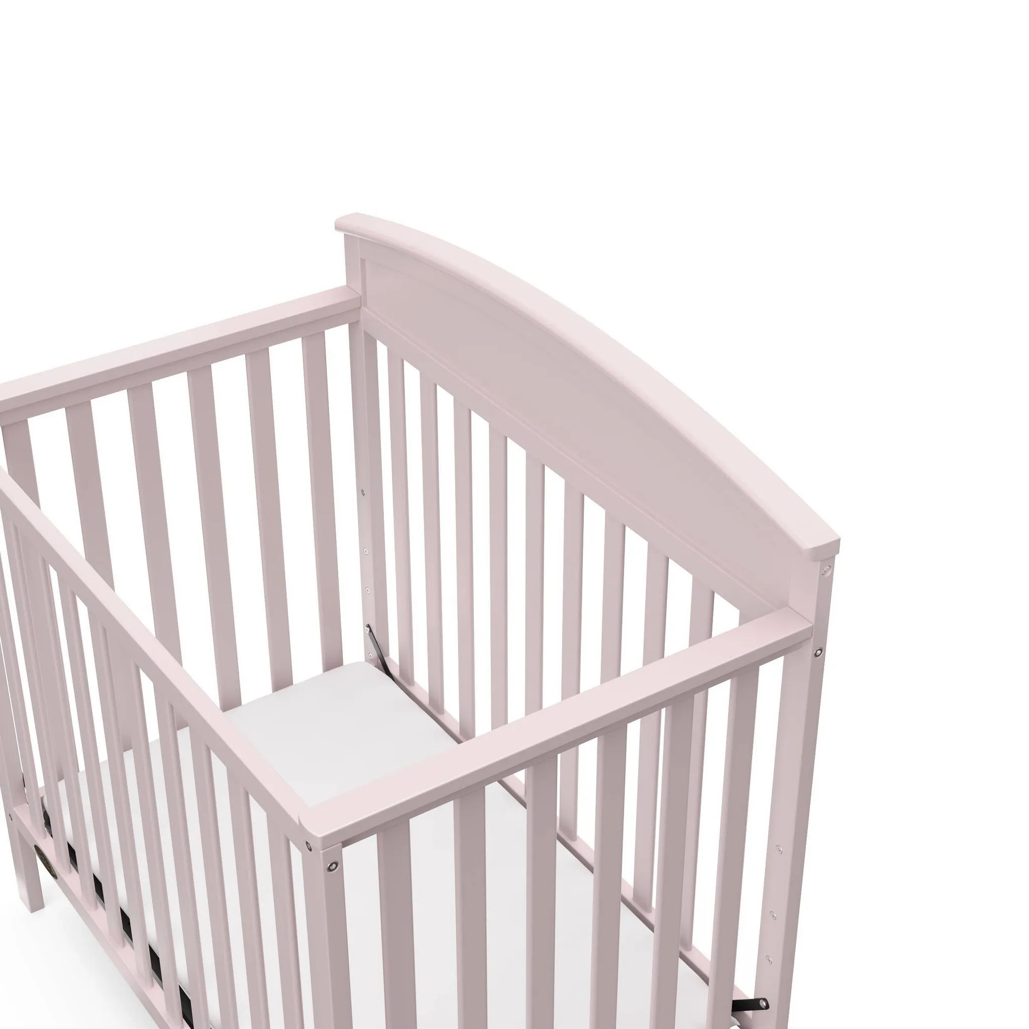 4-in-1 Convertible Mini Crib with Mattress - Blush - Image 4