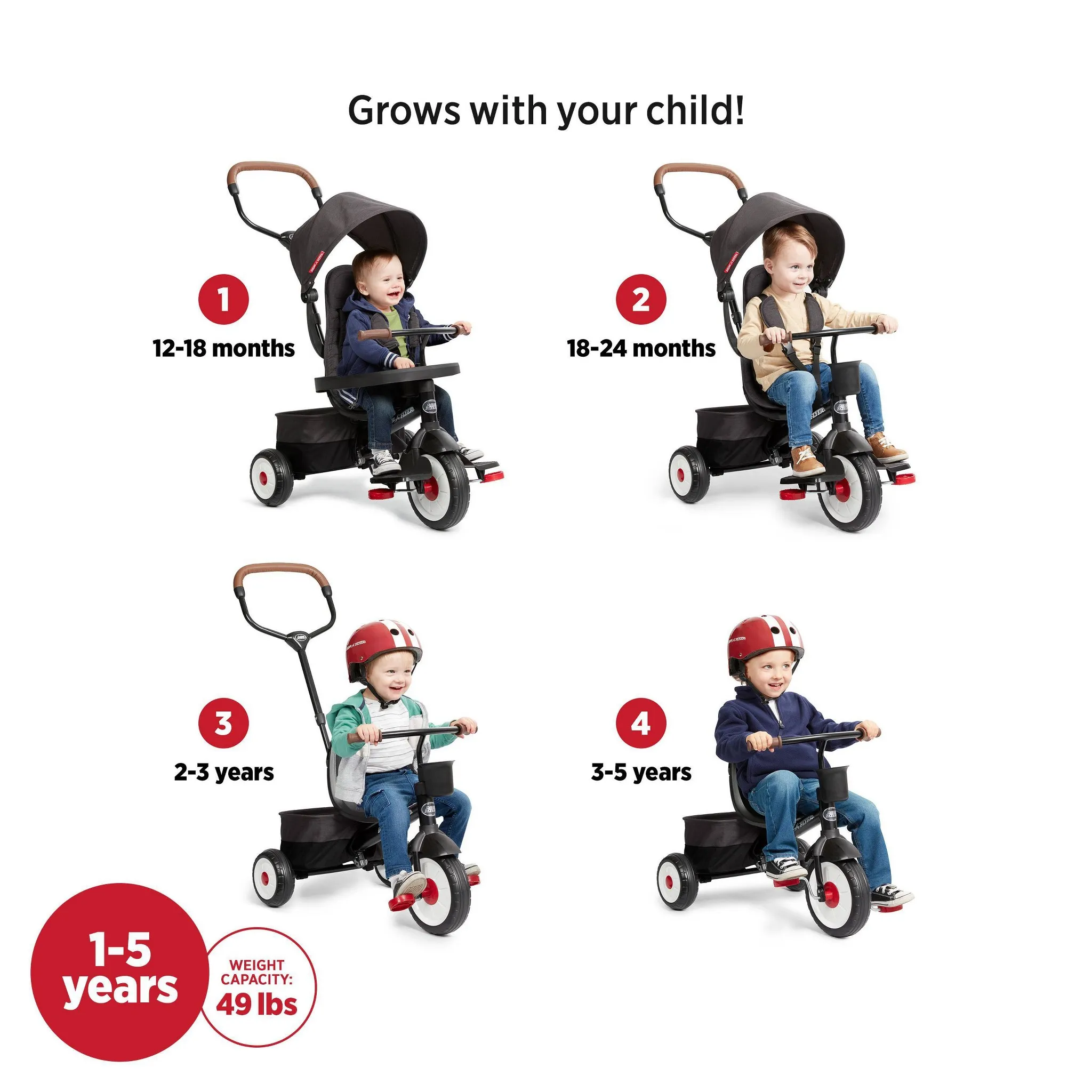 4-in-1 Stroll 'N Trike Riding Toy - Steel & Plastic - Image 4