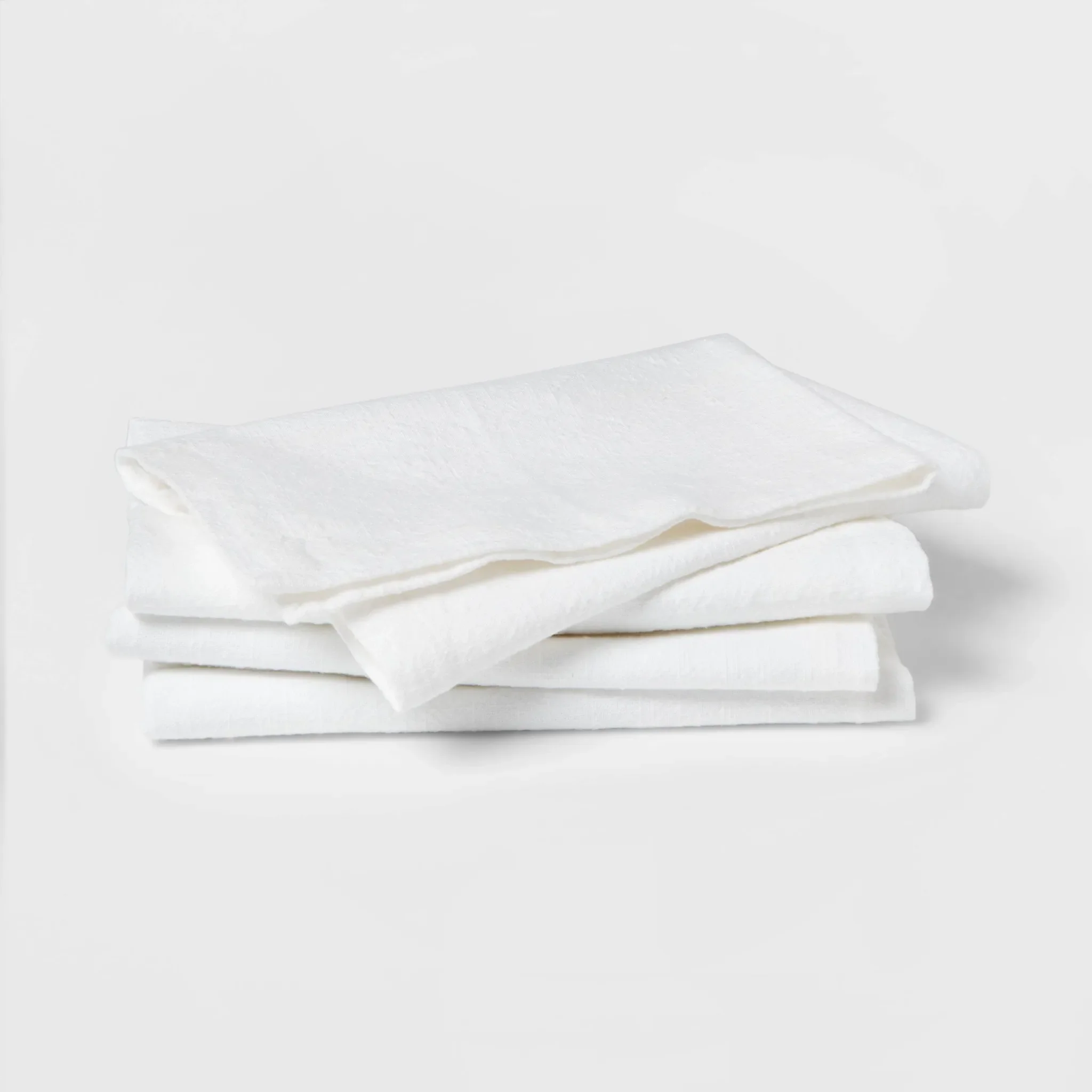 4-Pack Cotton Easy Care Napkins - Solid White Cloth, Machine Washable, 18"x18", Kitchen Textiles