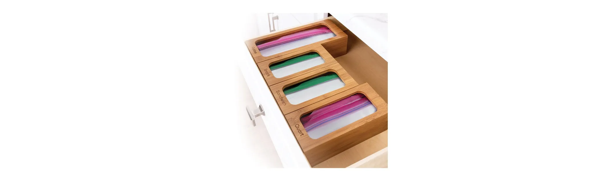 4-Piece Bamboo Food Storage Bag Holder Set - Natural - Image 2
