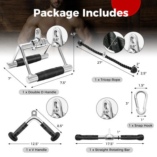 4-Piece Cable Machine Attachment Set for Home Gym - Image 4