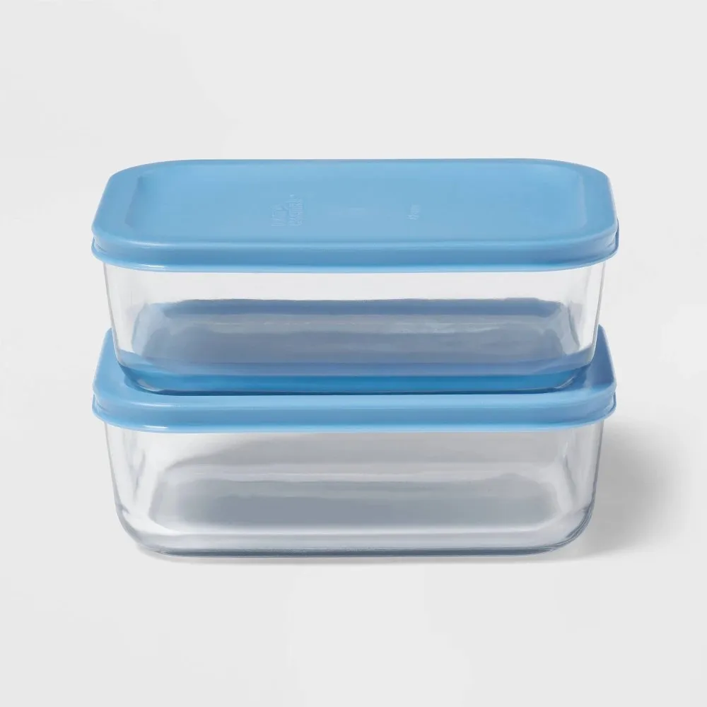 4-Piece Rectangular Glass Food Storage Container Set