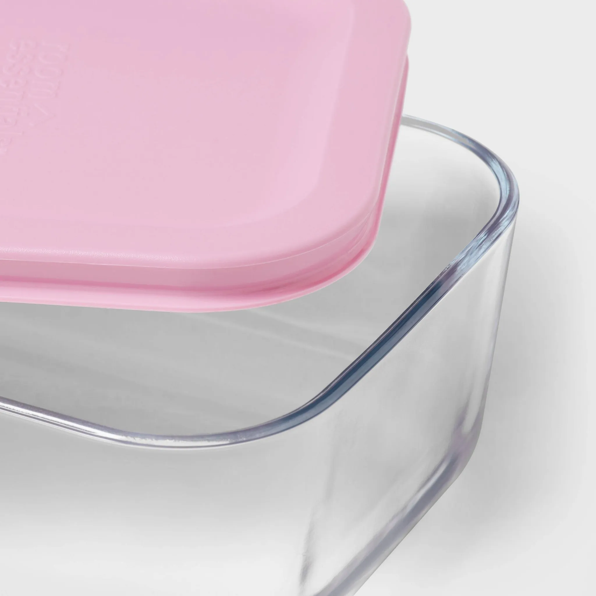 4-Piece Rectangular Glass Food Storage Container Set - Pink - Image 3