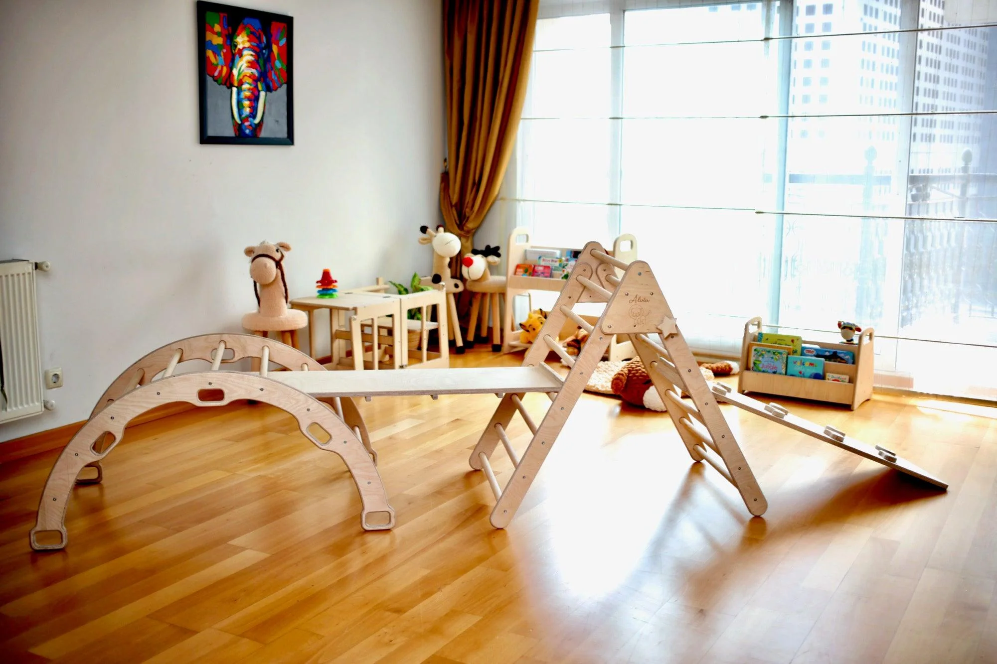 4 Pieces Climbing Set - Climbing Triangle, Arch Rocker, Pillow, and 2in1 Ramp - Image 5