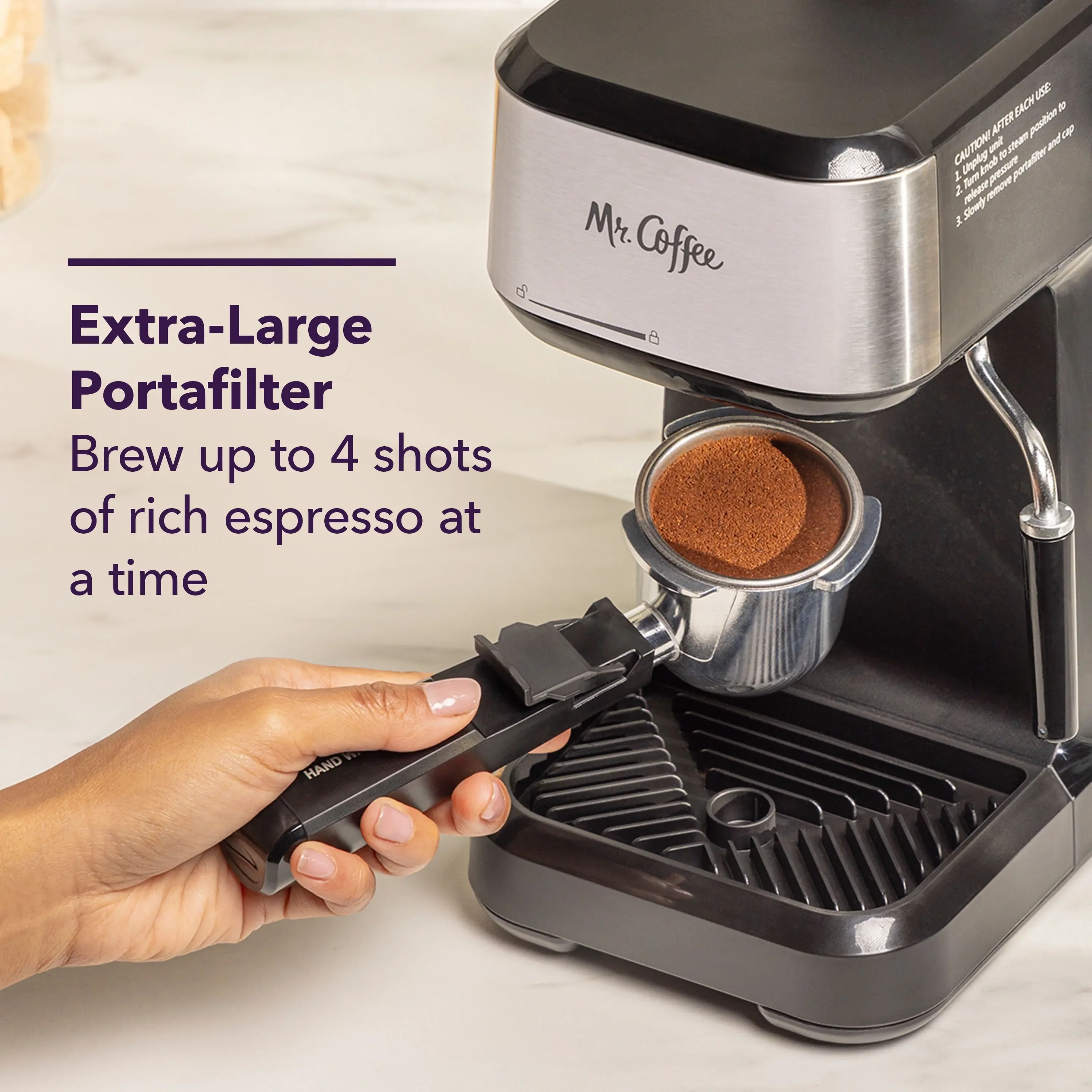 4-Shot Steam Espresso Machine, Cappuccino Maker, and Latte Maker with Glass Carafe - Image 2