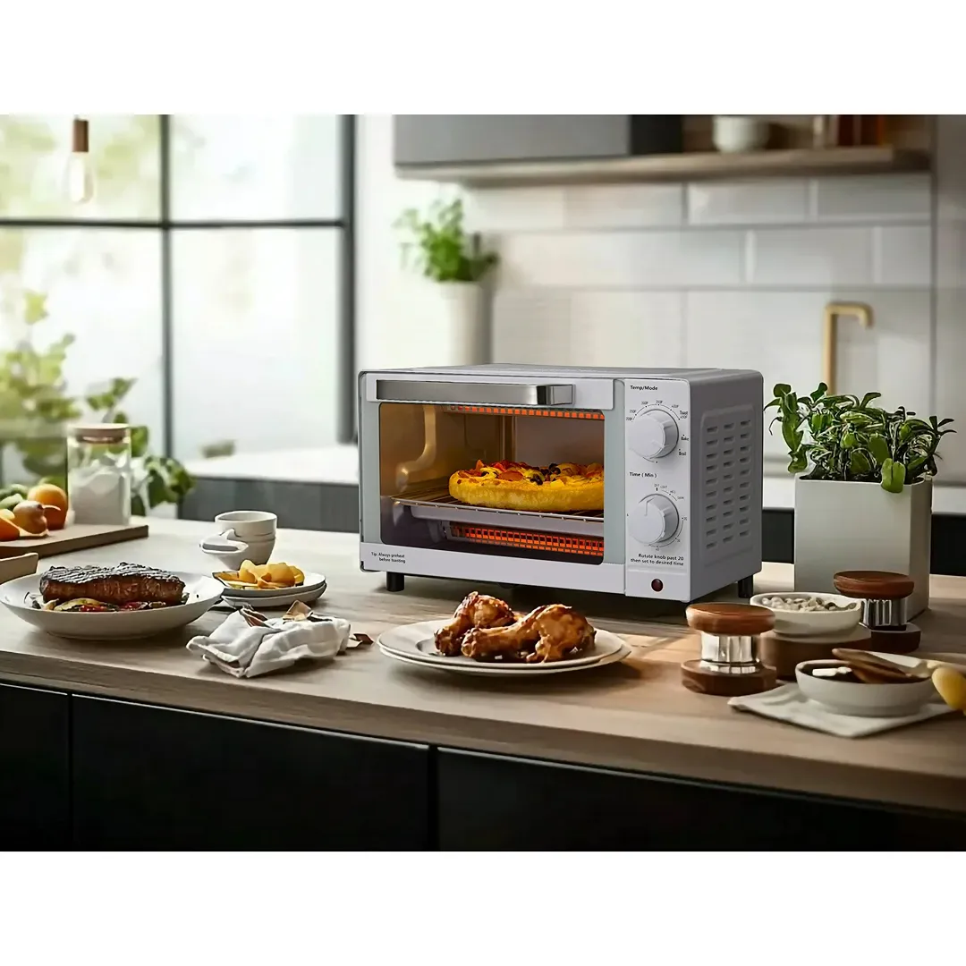 4 Slice Countertop Toaster Oven with 3 Settings, includes baking rack and pan, Arctic White - Image 3