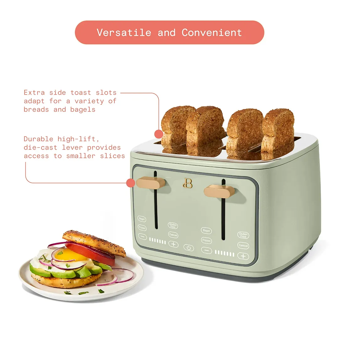 4-Slice Toaster with Touch-Activated Display - Sage Green by Drew Barrymore - Image 2