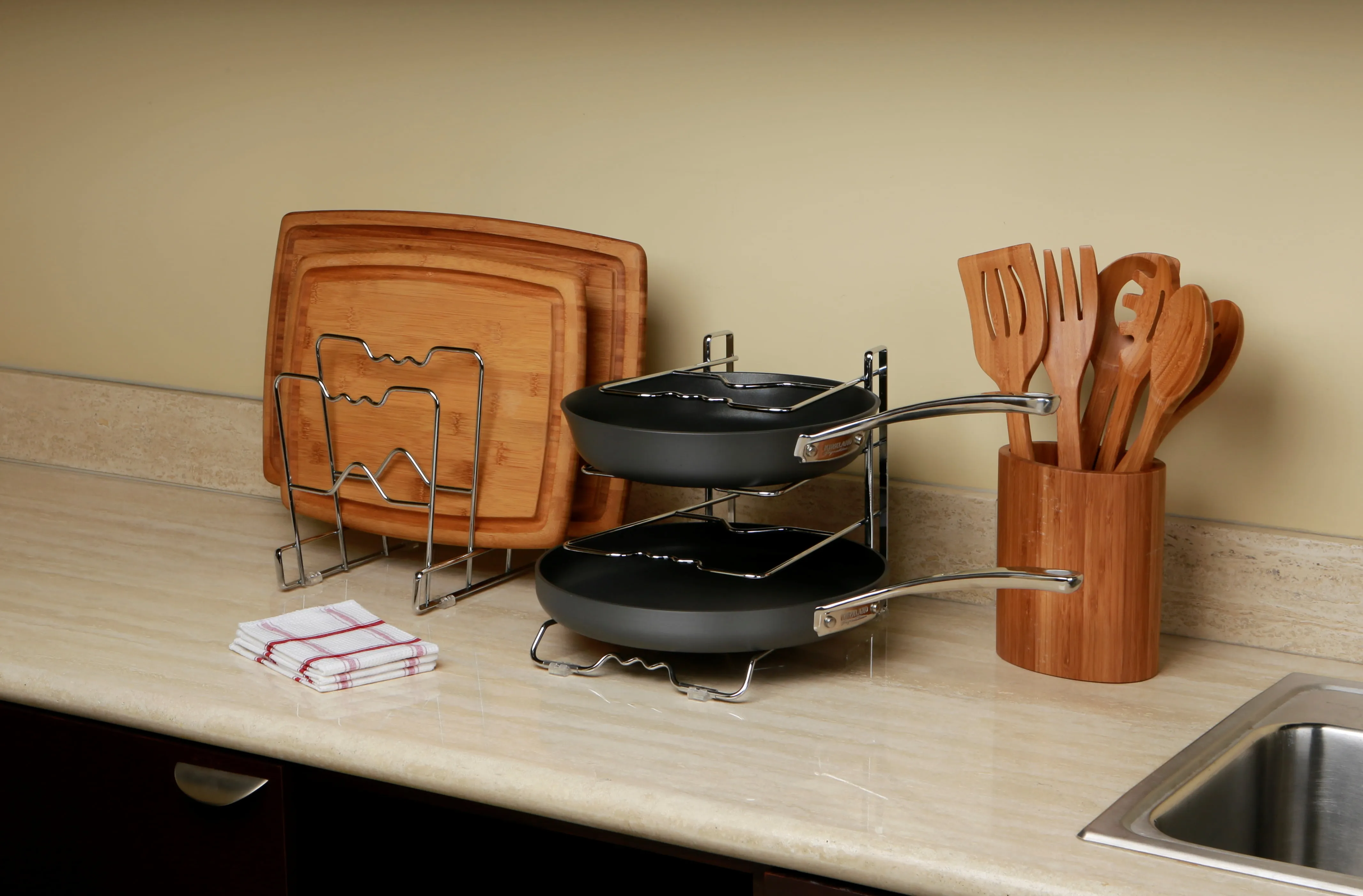 4-Tier Pan Organizer Rack - Chrome - Image 3