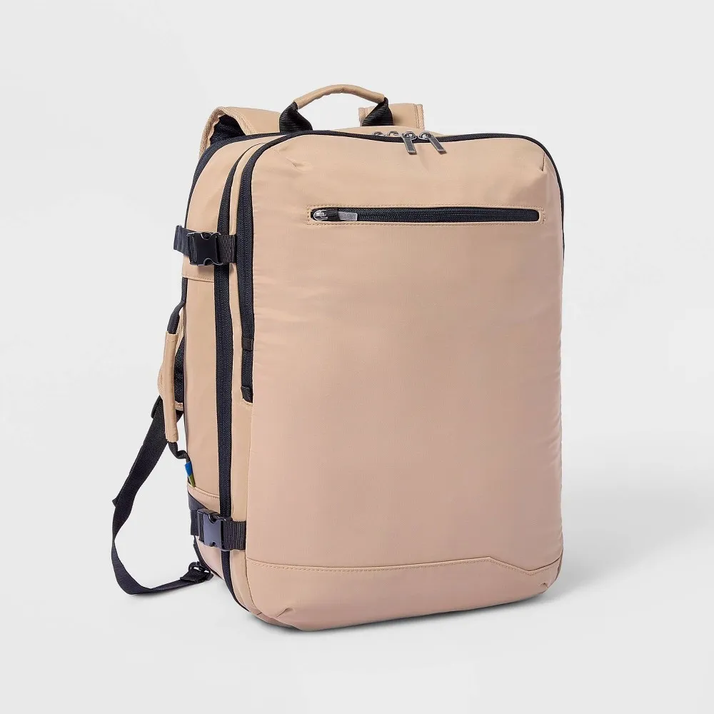 40L Travel Backpack With Expansion - Beige