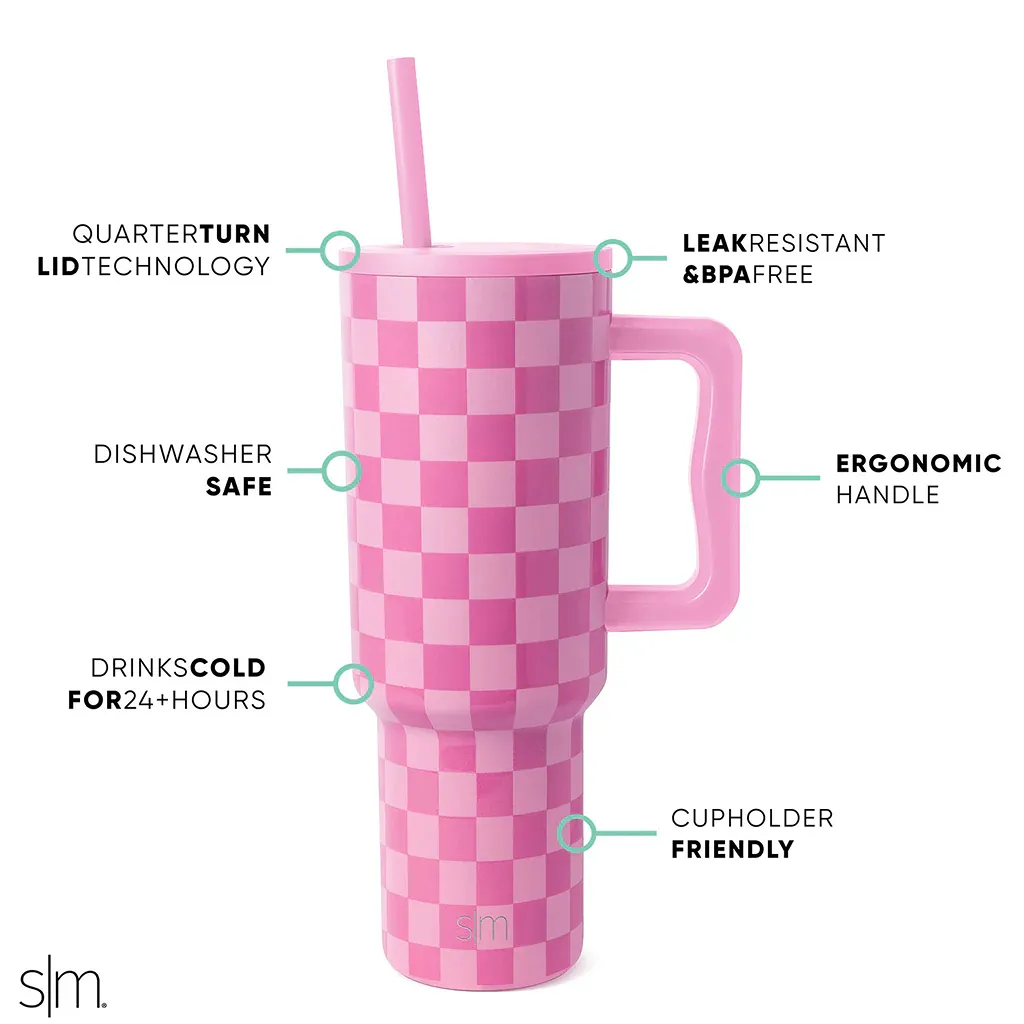 40oz Checkmate Trek Straw Tumbler - Pink - Image 2