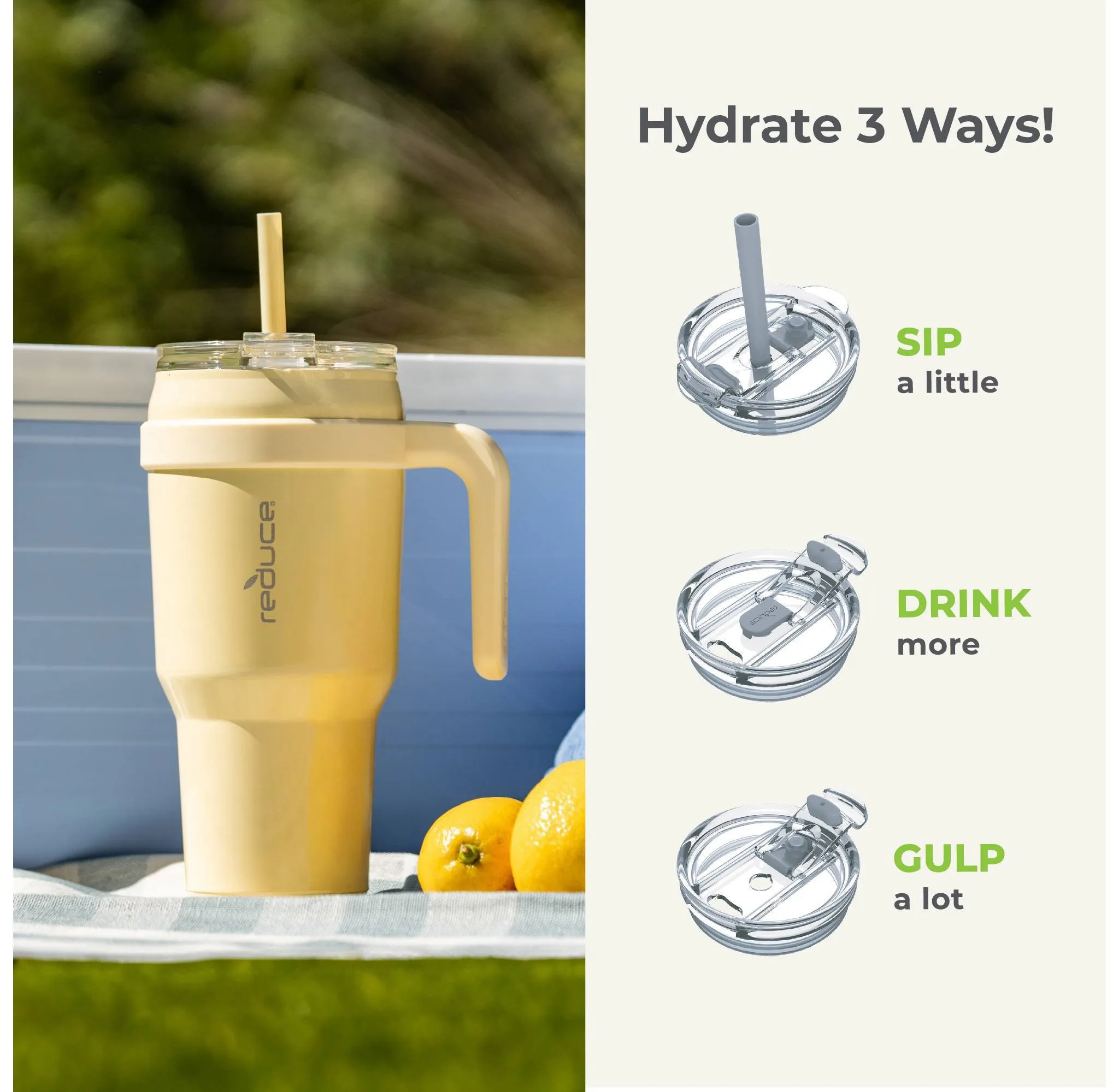 40oz Vacuum Insulated Stainless Steel Straw Tumbler Mug - Light Yellow - Image 4