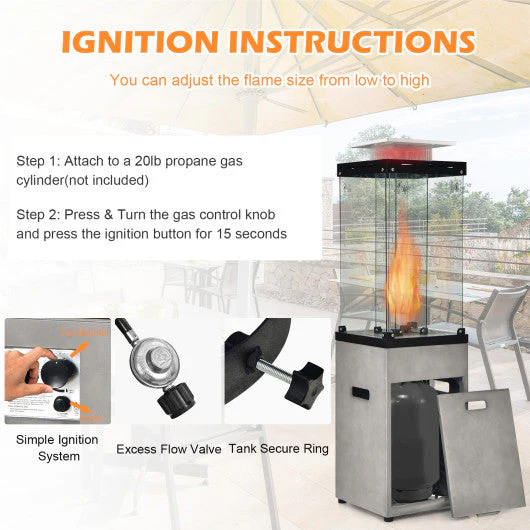 41 000 BTU Propane Patio Heater With Metal Hood-Gray - Image 7