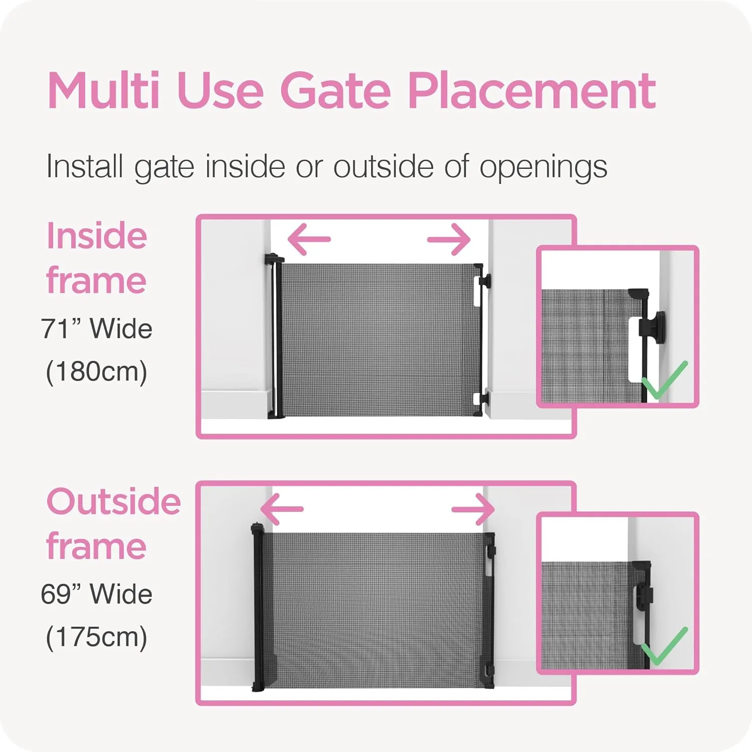 41" Tall x 71” Wide Retractable Baby Gate - White - Image 6